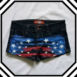 Zecchino Dark Wash American Flag Jean Shorts